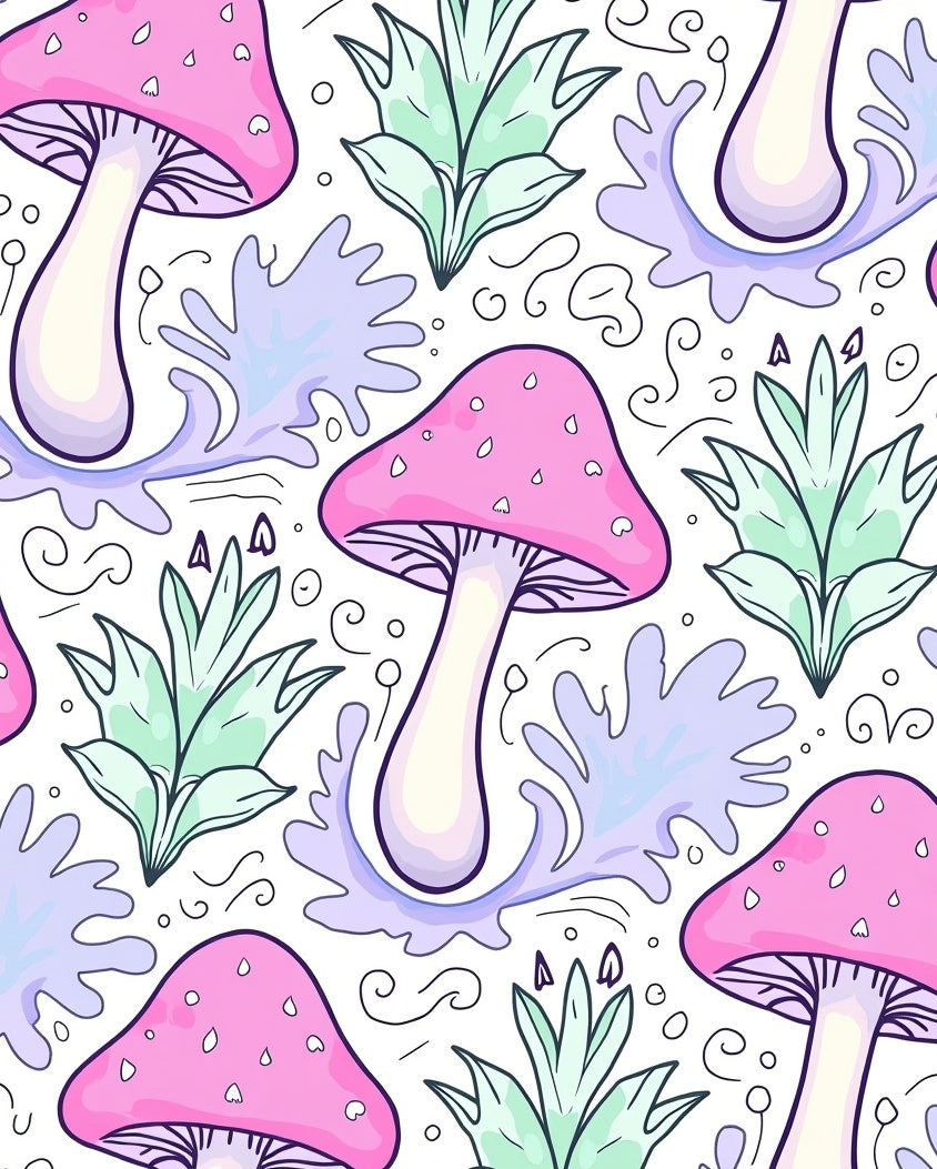 Pink Mushroom Abstract Swirl Pattern Rug