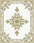 Ornate Golden Floral Damask Pattern Rug