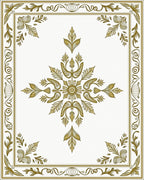 Ornate Golden Floral Damask Pattern Rug