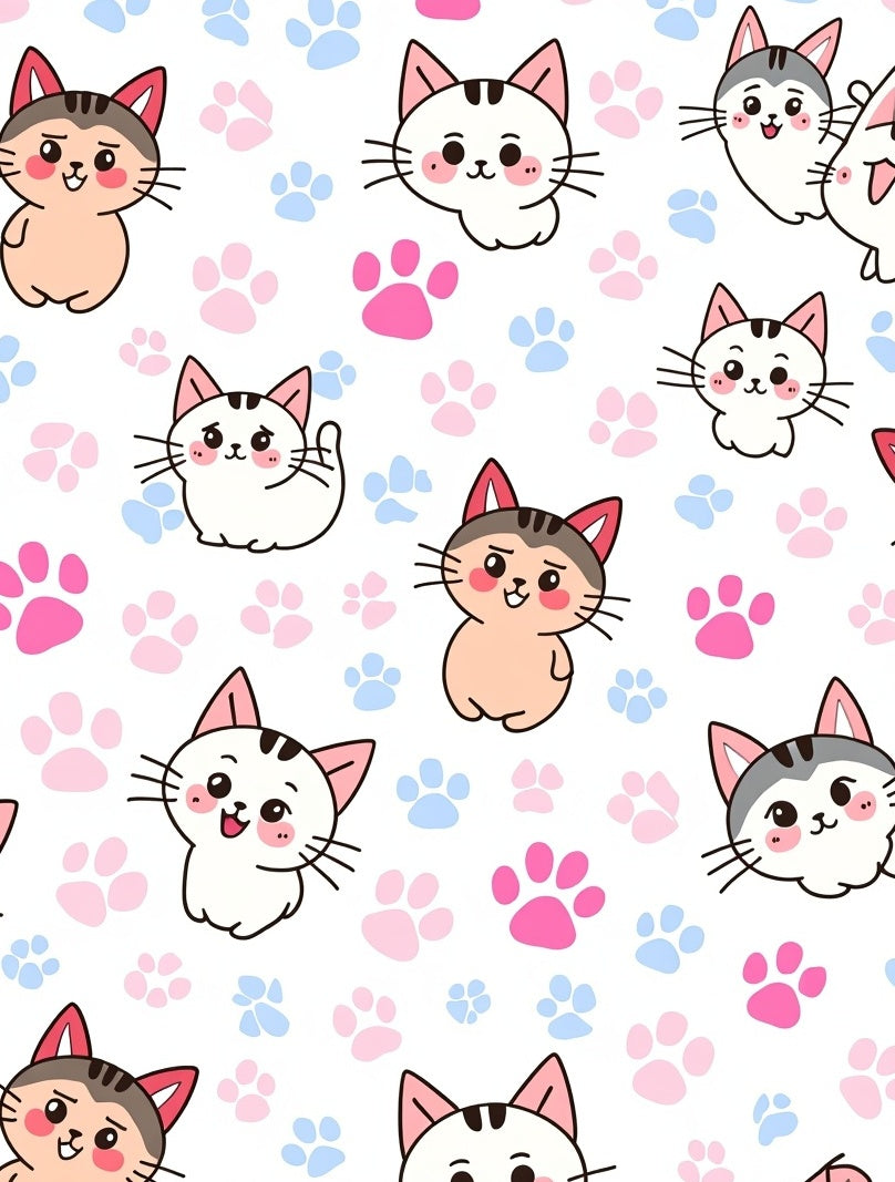 Cute Cat Paw Print Pattern Rug