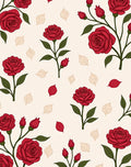 Classic Red Rose Botanical Pattern Rug