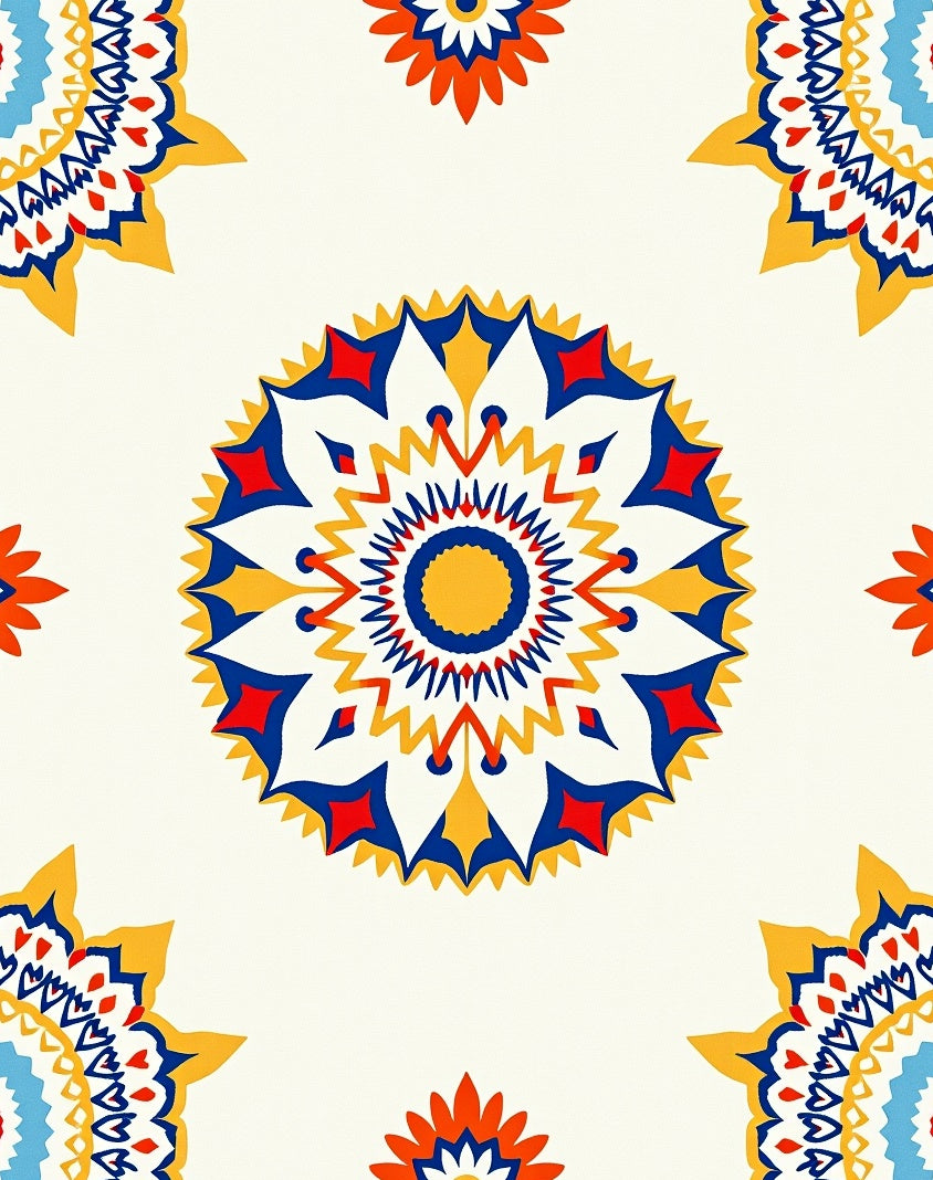 Bright Sunburst Mandala Pattern Rug