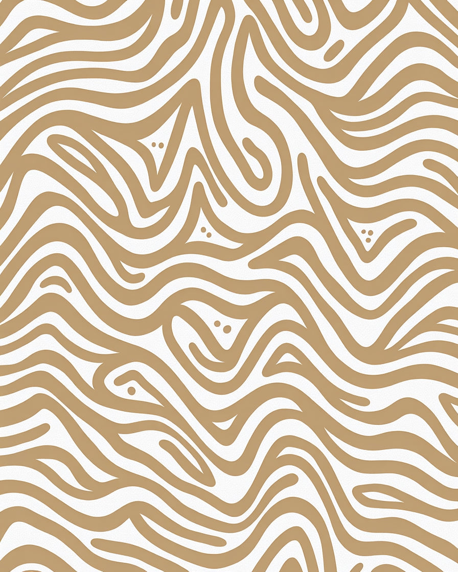Abstract Brown Wavy Lines Pattern Rug