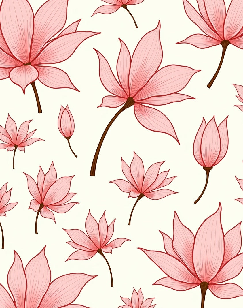 Delicate Pink Lotus Floral Pattern Rug