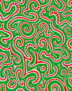 Lively Red Swirls Green Abstract Rug