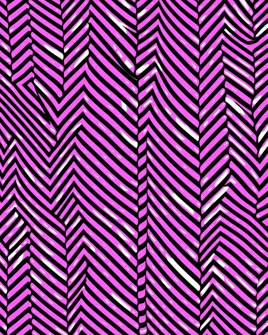 Pink Black Wavy Stripe Design Rug