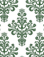 Classic Green Floral Damask Pattern Rug