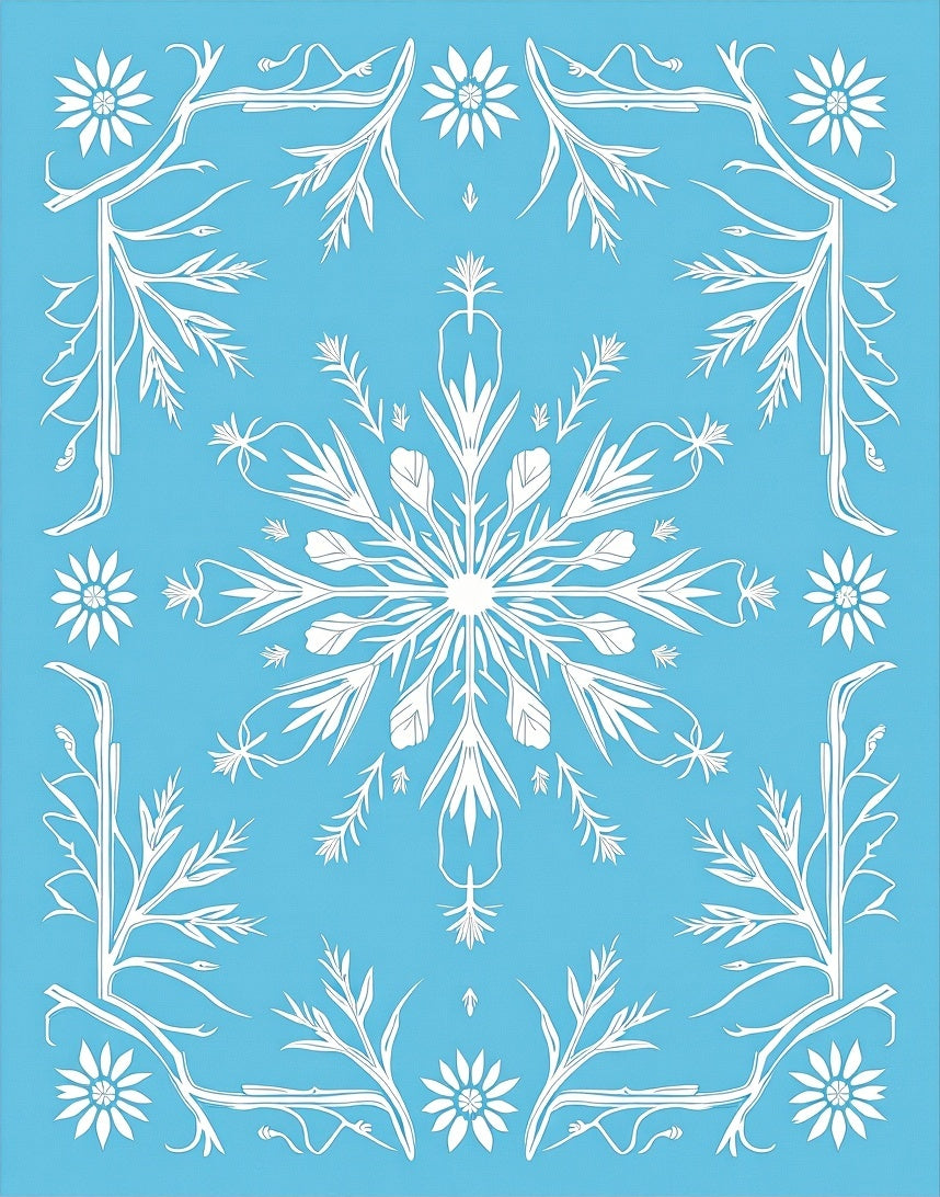 Arctic Blue Winter Bloom Medallion Rug
