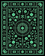 Mint Green Floral Vines Mandala Rug