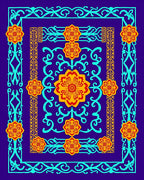Ornate Floral Vine Border Design Rug