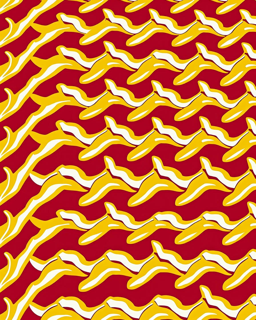 Bold Yellow Abstract Swirl Pattern Rug
