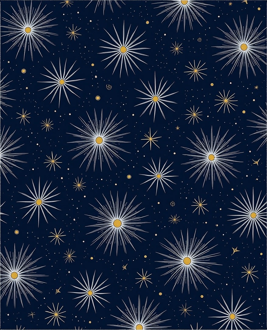 Celestial Burst Pattern on Dark Navy Rug