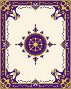Purple Gold Floral Medallion Border Rug