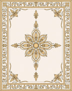 Golden Floral Centered Classic Design Rug