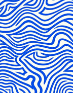 Bold Blue Wavy Abstract Rug