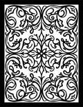 Ornate Black White Floral Swirls Rug