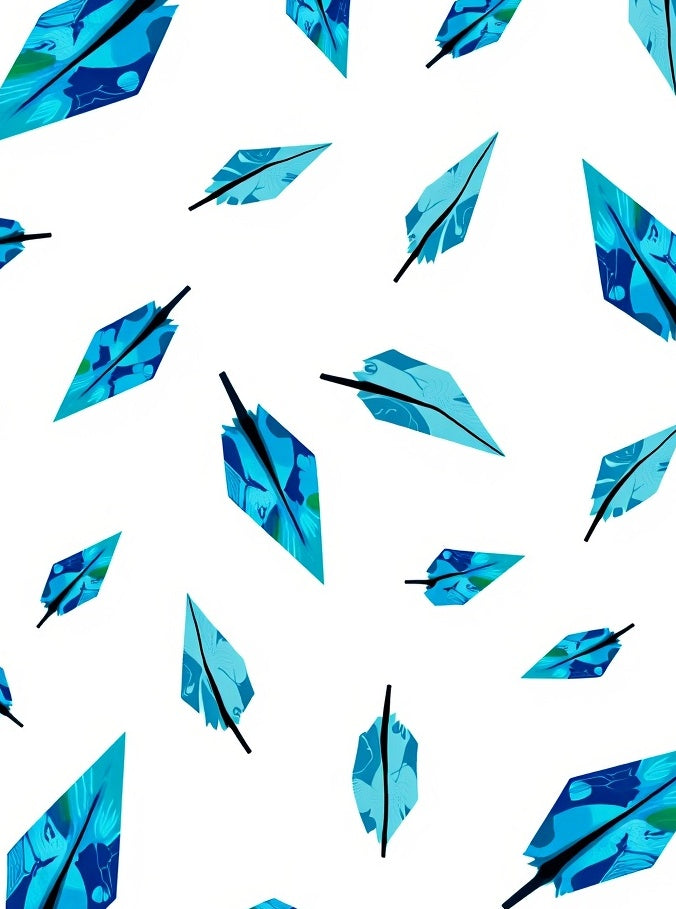 Abstract Blue Feather Pattern Rug