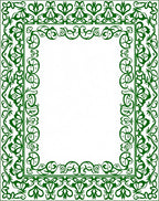 Ornate Green Leaf Scroll Border Rug