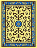 Yellow Blue Brown Traditional Floral Rug