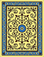 Yellow Blue Brown Traditional Floral Rug