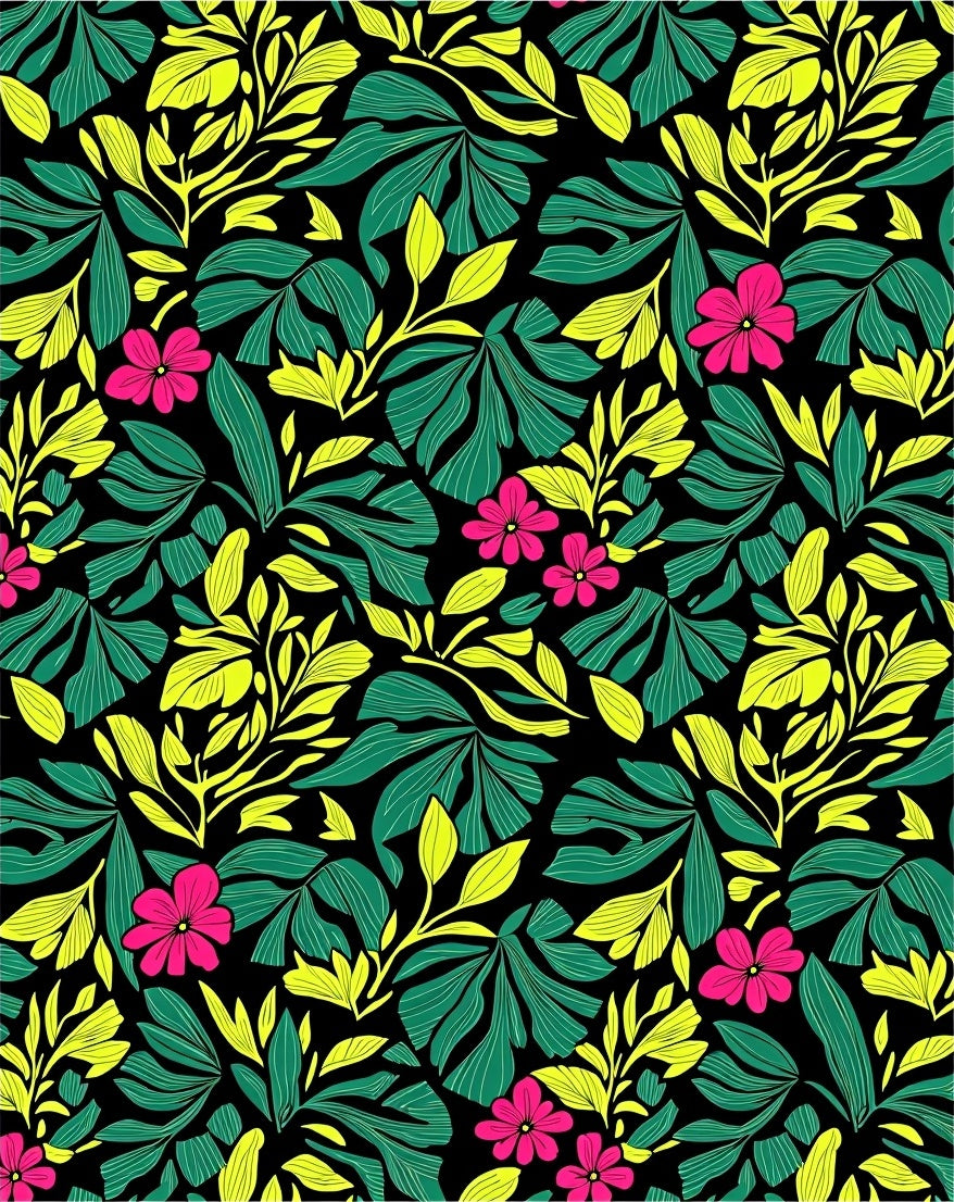 Vibrant Pink Tropical Leaf Explosion Rug