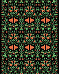 Coral Green Floral Arabesque Repeat Rug