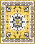 Bright Yellow Floral Mandala Design Rug