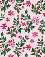 Festive Holly Snowflakes Pattern Rug