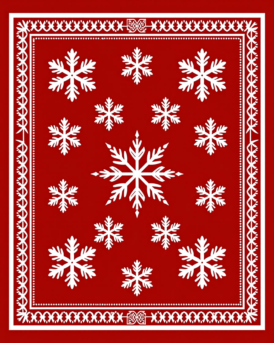 Red Snowflake Scandinavian Blanket Rug