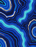 Striking Blue Wavy Lines Pattern Rug