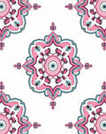 Pink Teal Floral Medallion Pattern Rug