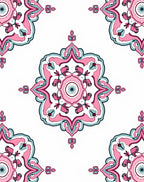 Pink Teal Floral Medallion Pattern Rug