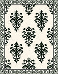 Classic Black Damask Floral Pattern Rug