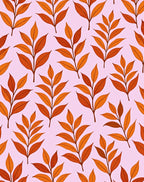 Autumn Leaf Pattern On Pink Rug