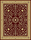 Rich Red Golden Floral Pattern Rug