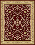 Rich Red Golden Floral Pattern Rug