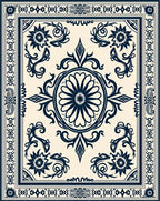 Ornate Floral Vine Scrollwork Design Rug