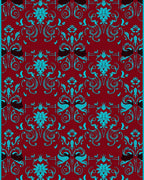 Turquoise Floral Scroll Damask Pattern Rug
