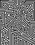 Abstract Black White Maze Pattern Rug