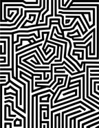 Abstract Black White Maze Pattern Rug