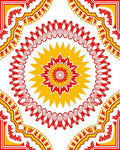 Red Yellow Intricate Floral Medallion Design Rug