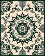 Intricate Floral Sunburst Mandala Pattern Rug