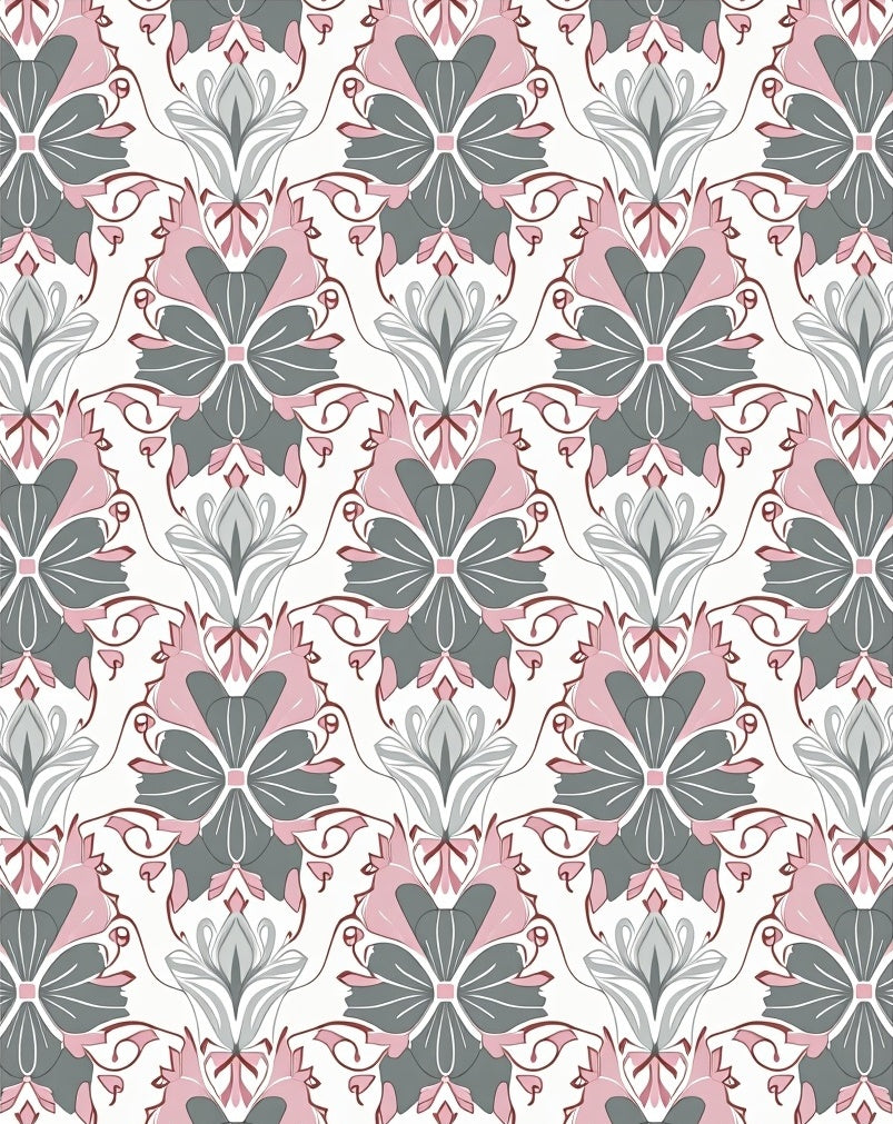 Art Nouveau Floral Scroll Pattern Rug