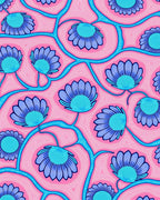 Whimsical Blue Flower Vine Pattern Rug