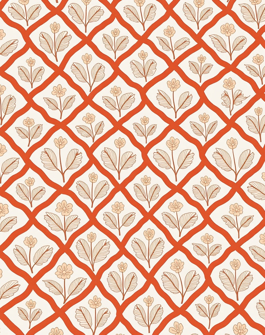 Retro Floral Lattice Pattern Rug