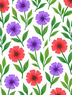 Floral Pattern with Red and Purple Blossoms Rug