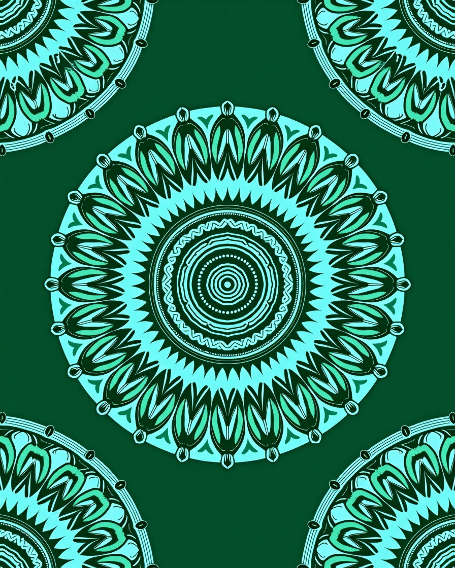 Intricate Teal Mandala Pattern Rug