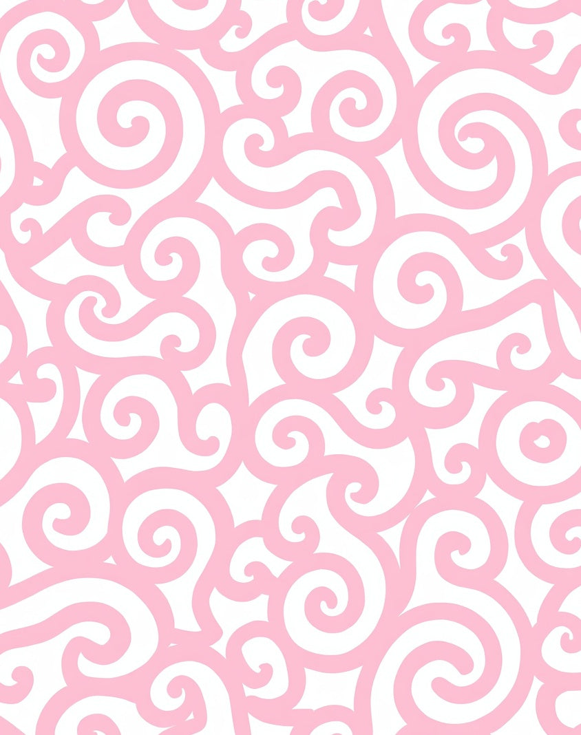 Delicate Swirls Pink White Pattern Rug