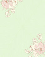 Pale Green Floral Line Art Rug