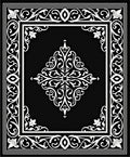 Elegant Black White Floral Scroll Rug
